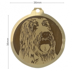 Medaille chien gravee Bearded Collie