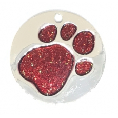 Medaille Chien Glitter Ronde Rouge