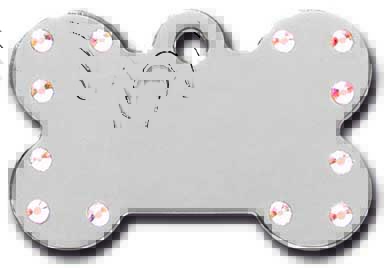 medaille chien os strass blanc