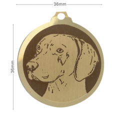 Medaille chien gravee Braque de Weimar
