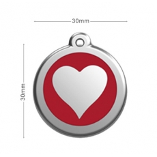 Médaille Chien RED DINGO Coeur Rouge 30mm