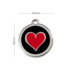 Médaille Chien RED DINGO Coeur Noir 20mm