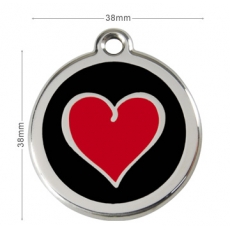 Médaille Chien RED DINGO Coeur Noir 38mm