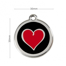 Médaille Chien RED DINGO Coeur Noir 30mm