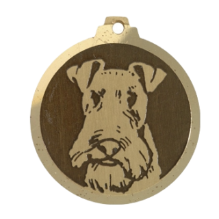 Médaille chien gravée Fox Terrier Poils Durs
