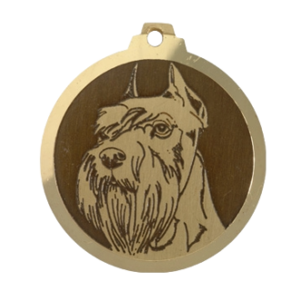 Médaille chien gravée Schnauzer Moyen O.C