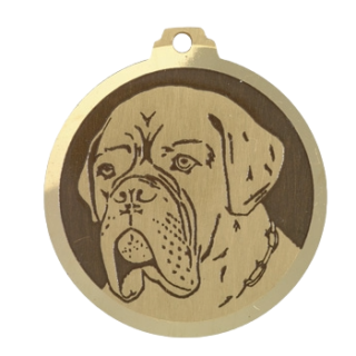 Médaille chien gravée Dogue de Bordeaux