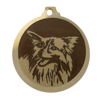 Médaille chien gravée Papillon