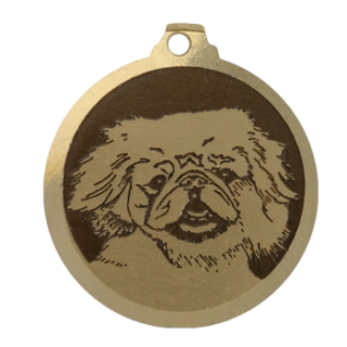 Médaille chien gravée Pékinois