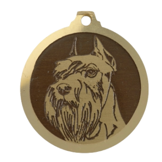 Médaille chien gravée Schnauzer Géant O.C