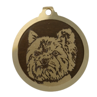 Médaille chien gravée Yorkshire coupe New York