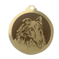 Médaille chien gravée Shetland