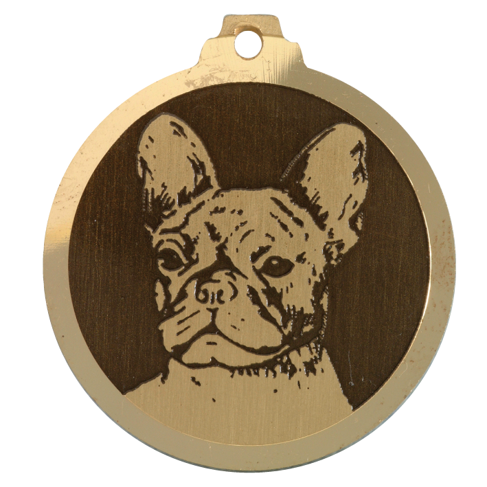 Médaille chien gravée Bouledogue Français