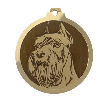 Médaille chien gravée Schnauzer Moyen O.C