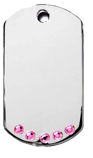 Médaille chien plaque militaire fumé Swarovski