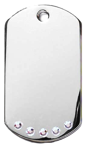 Médaille chien plaque militaire fumé Swarovski