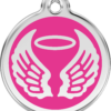 Médaille personnalisée RED DINGO Ange Rose ronde pour chien & chat – Gravure laser durable – Ultra résistante