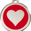 Médaille personnalisée RED DINGO Cœur Rouge ronde pour chien & chat