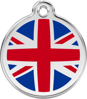 Médaille personnalisée RED DINGO Drapeau Anglais ronde pour chien & chat