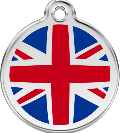 Médaille personnalisée RED DINGO Drapeau Anglais ronde pour chien & chat